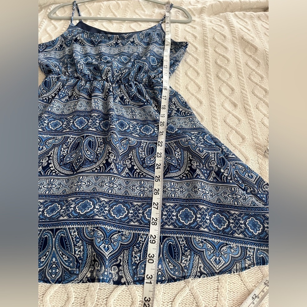 Forever 21 Mixed Blue Pattern Mini Dress with spaghetti straps Women’s size S - Picture 10 of 11